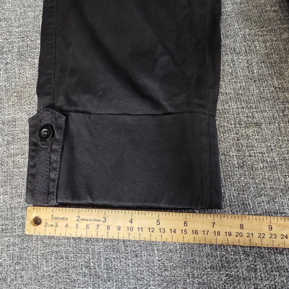 White House Black Market Black Crop Leg Pants Button Cuff Stretch Cotton Size 6